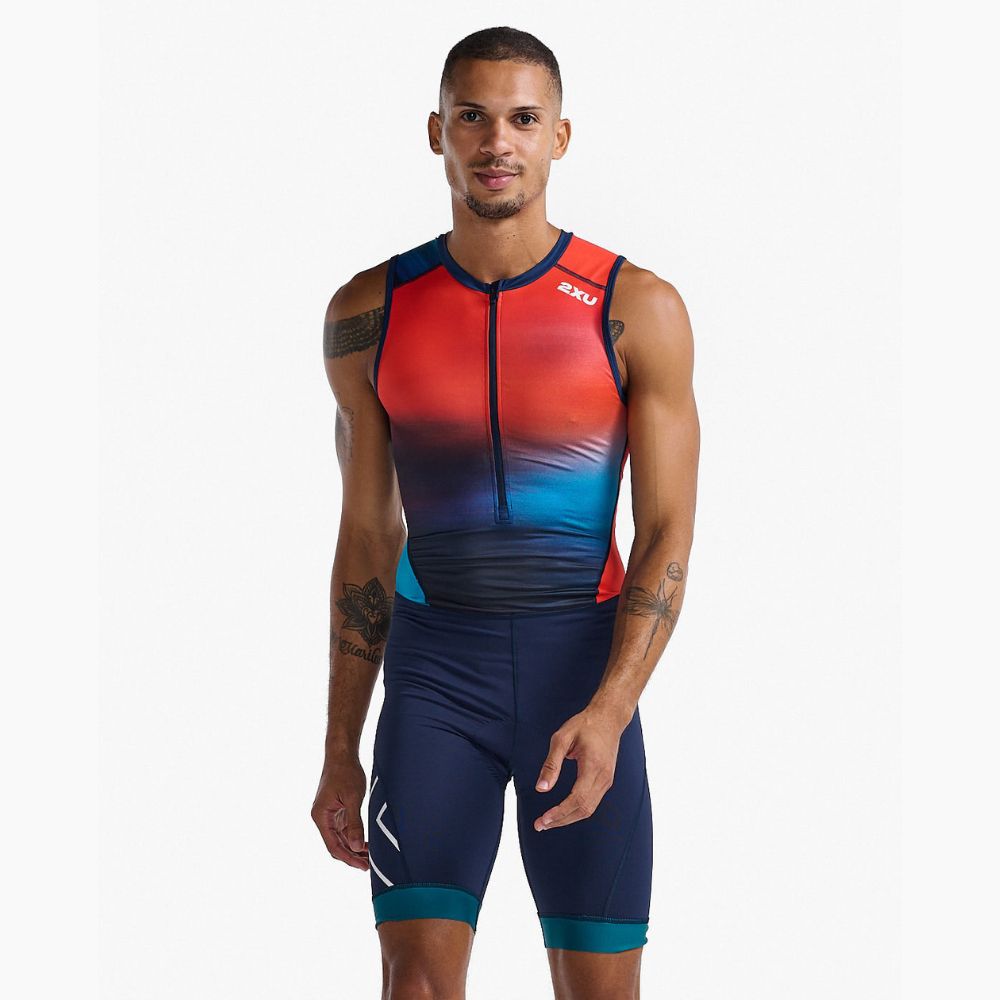 2XU Core Trisuit - Poppy/Midnight Blue