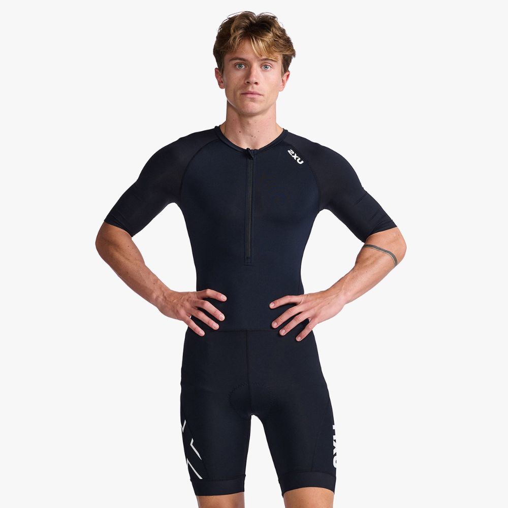 2XU Core Sleeved Trisuit - Black/White
