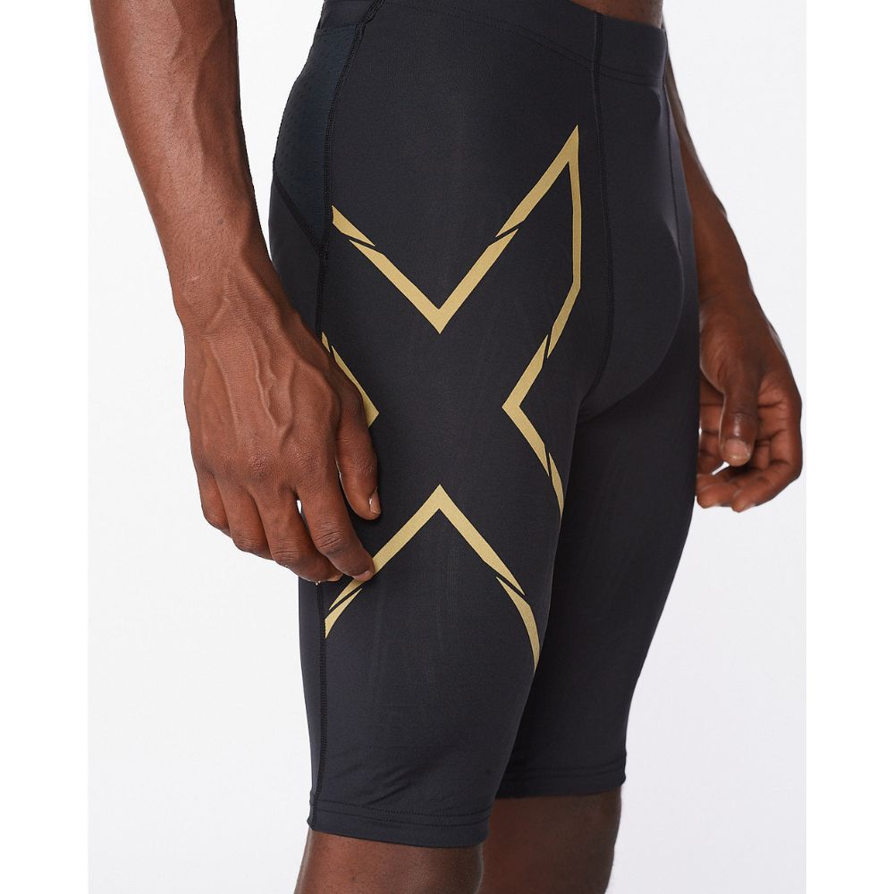 2XU Light Speed Compression Shorts - Black/Gold Reflective