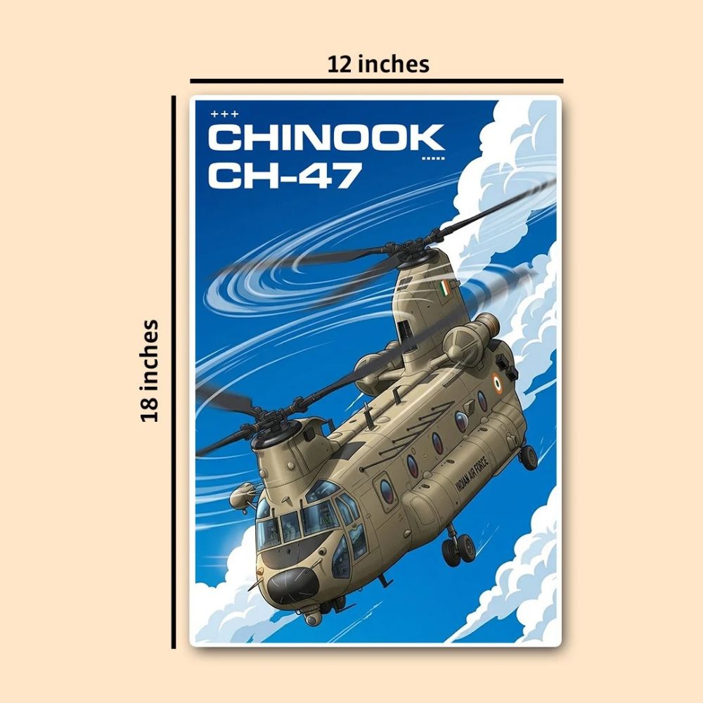 CH-47 Chinook Poster | Indian Air Force Helicopter Wall Art | Military Aviation Poster | DeltaTac