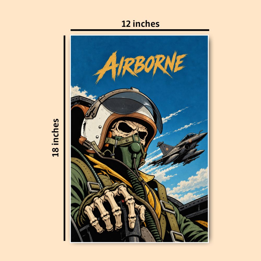 Airborne Poster | Indian Air Force Fighter Jet Wall Art | Military Aviation Poster | Deltatac