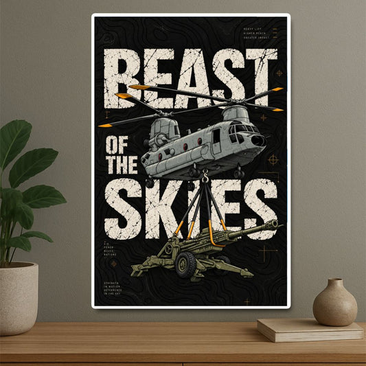 Beast of The Skies-Chinook Poster | Indian Air Force Helicopter Wall Art | Military Aviation Poster | DeltaTac (Copy)