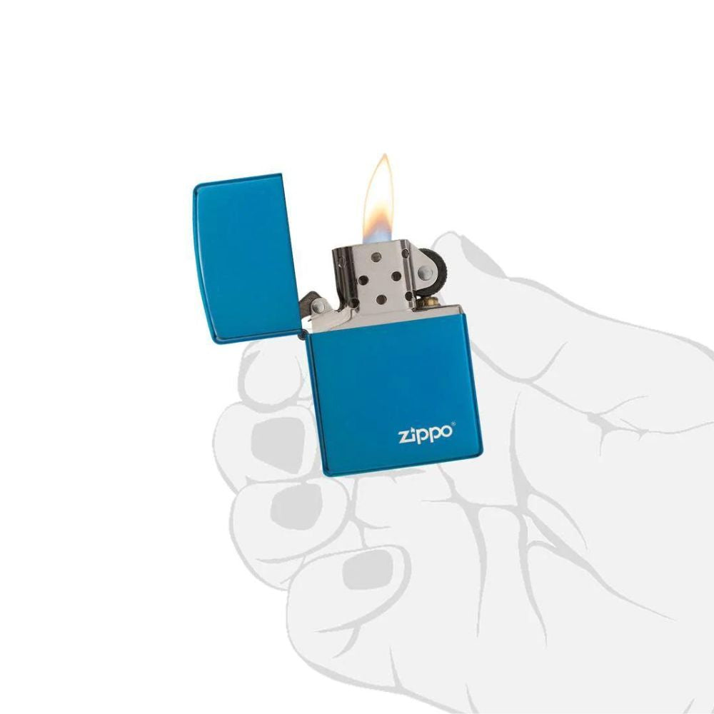 Classic High Polish Blue Zippo Logo Lighter