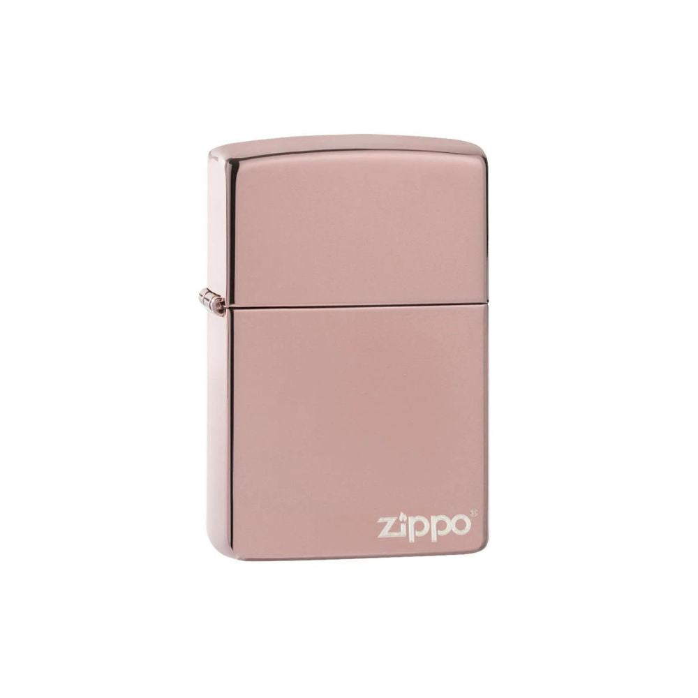 Classic High Polish Rose Gold Zippo Logo Lighter