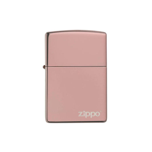Classic High Polish Rose Gold Zippo Logo Lighter