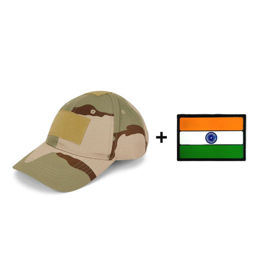 DT Desert Camo Velcro Cap + Tricolor PVC Velcro Patch