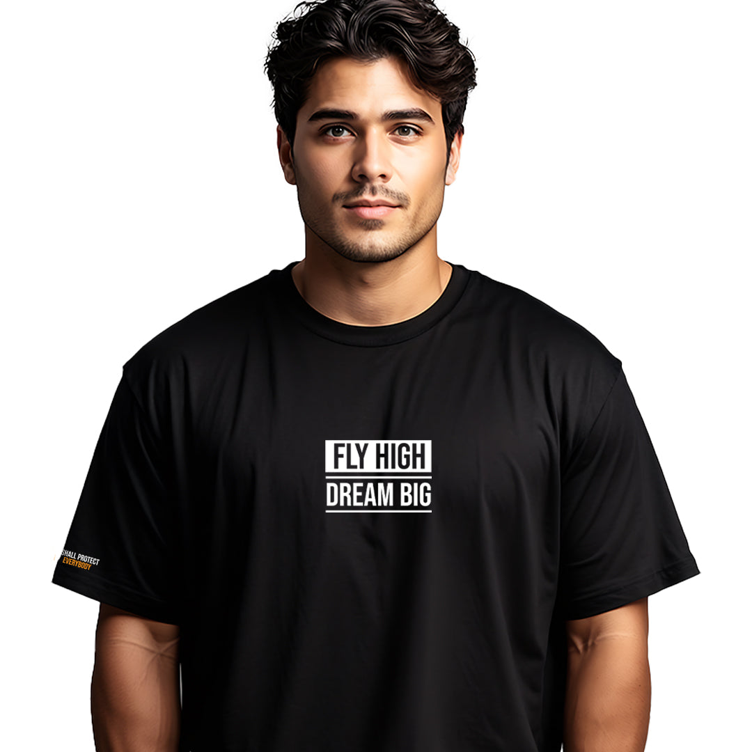 Fly High Dream Big Oversized T-shirt - Black
