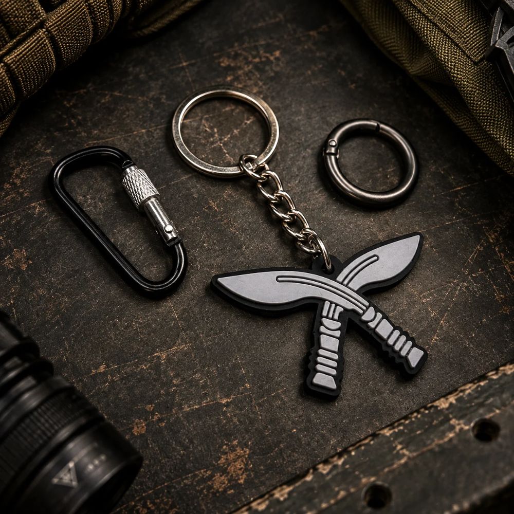 Crossed Khukri Keychain | Gorkha Regiment Design | Military-Inspired Keychain with Carabiner by Deltatac