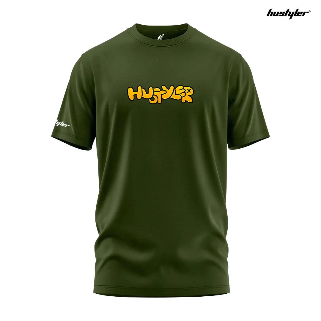 Hustyler Funk Olive Green Regular T-Shirt