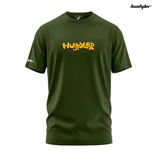 Hustyler Funk Olive Green Regular T-Shirt