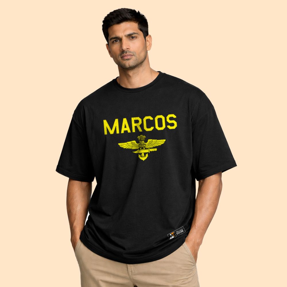 MARCOS Insignia – Silent Strength Black Tshirt Tactical Lifestyle Essential