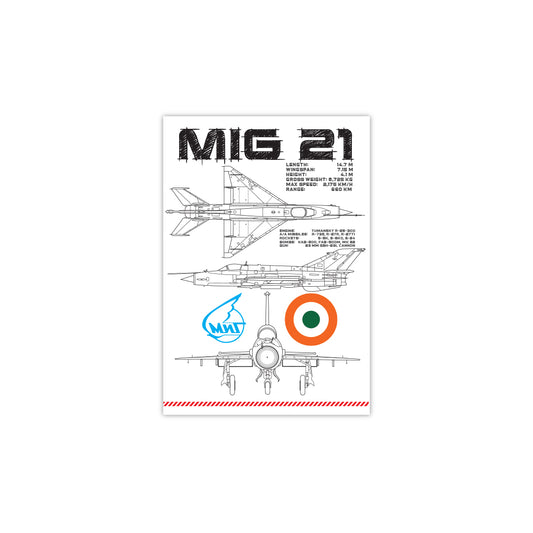 MiG-21 Blueprint Poster White – Supersonic Fighter Jet Wall Art | DeltaTac