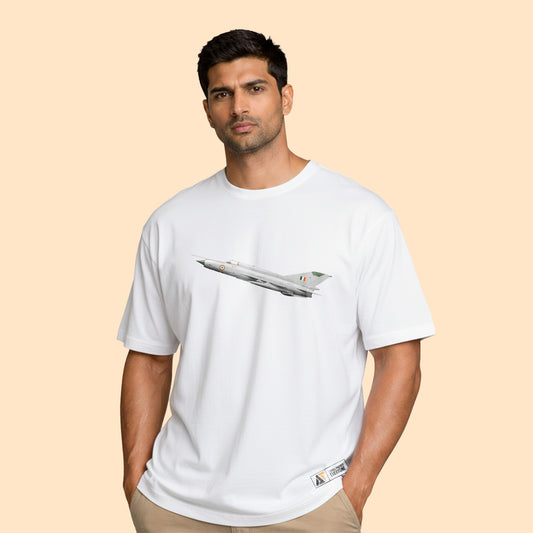 MiG-21 Minimalist T-Shirt White – Iconic Fighter Jet Tribute