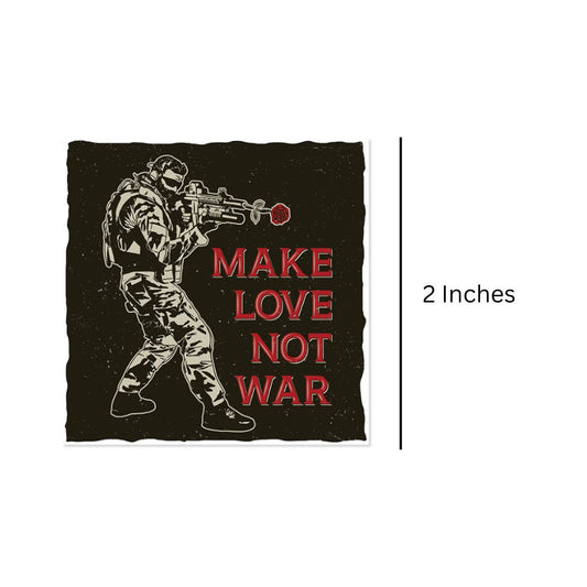 Mini Fridge Magnet - Make Love Not War Dimensions