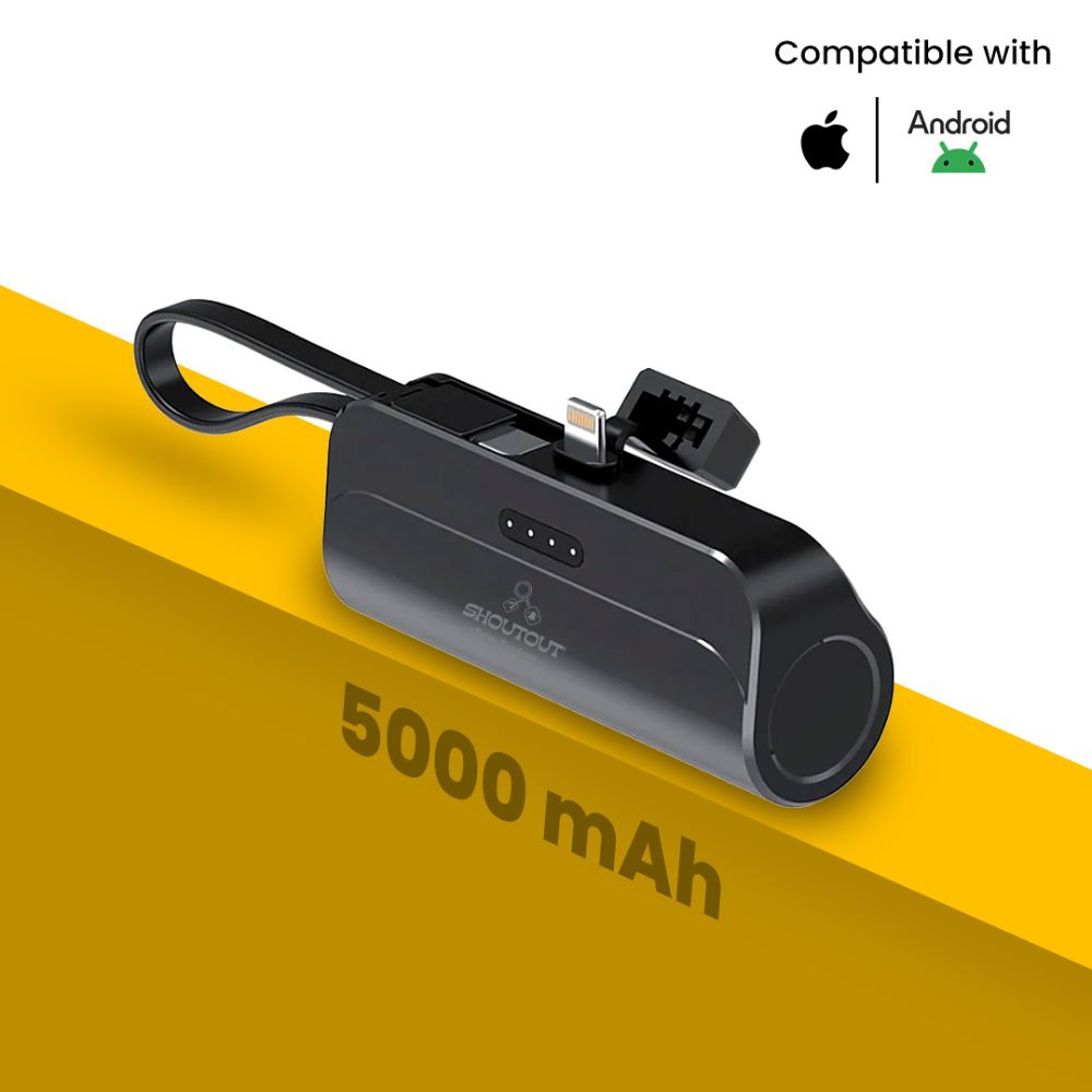 Mini Portable 5000mAh Power Bank for iPhone and Android - Black