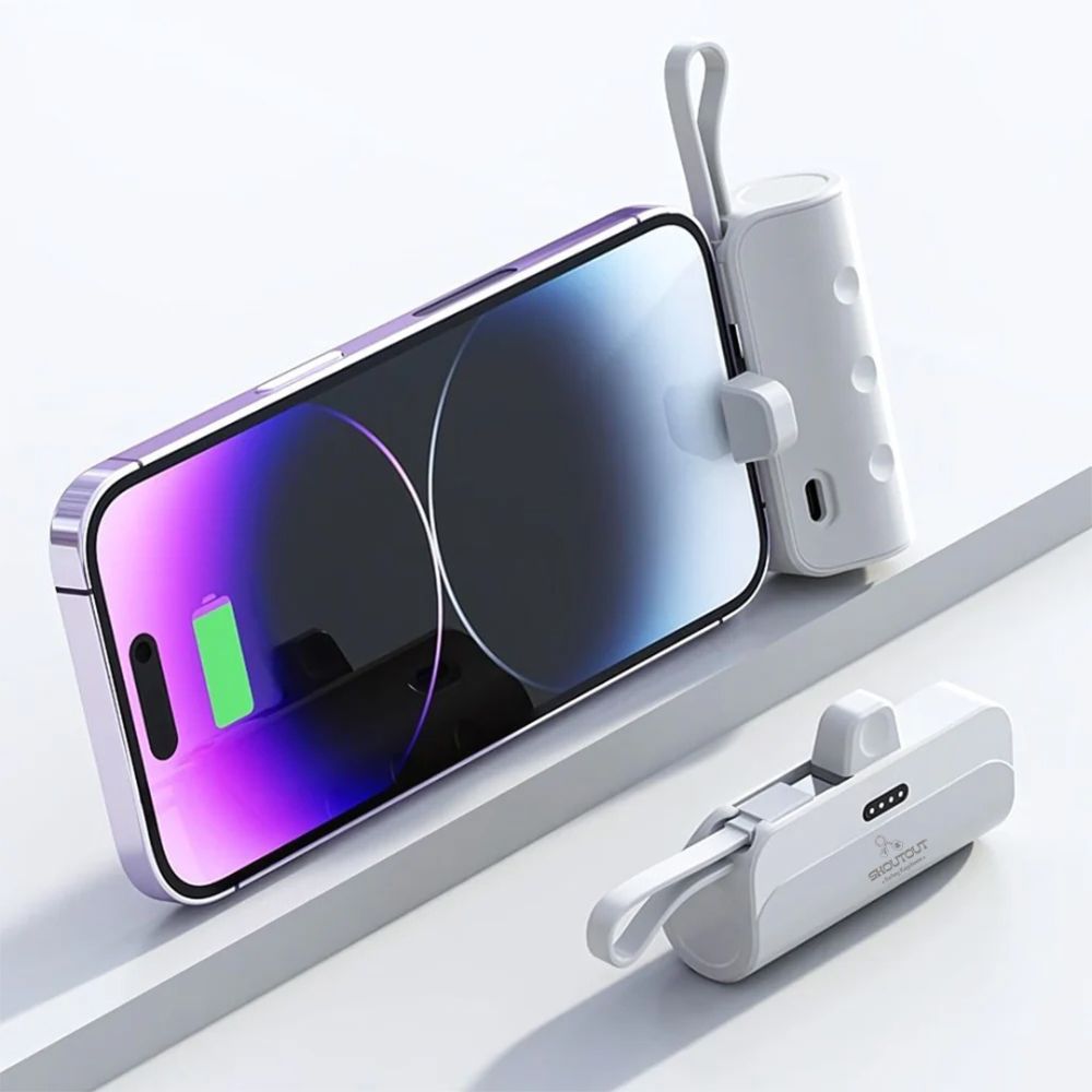 Mini Portable 5000mAh Power Bank - White