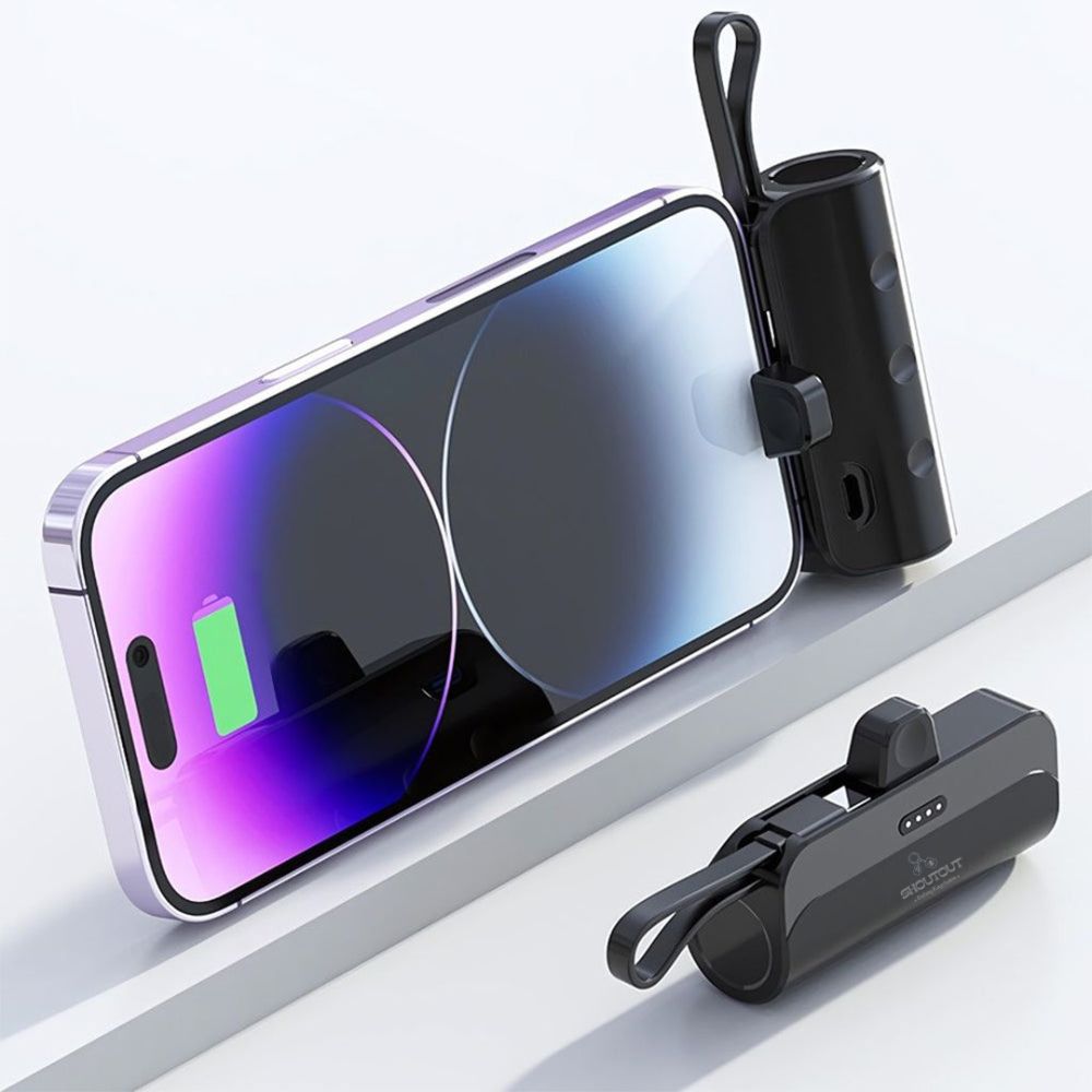 Mini Portable 5000mAh Power Bank for iPhone and Android - Black