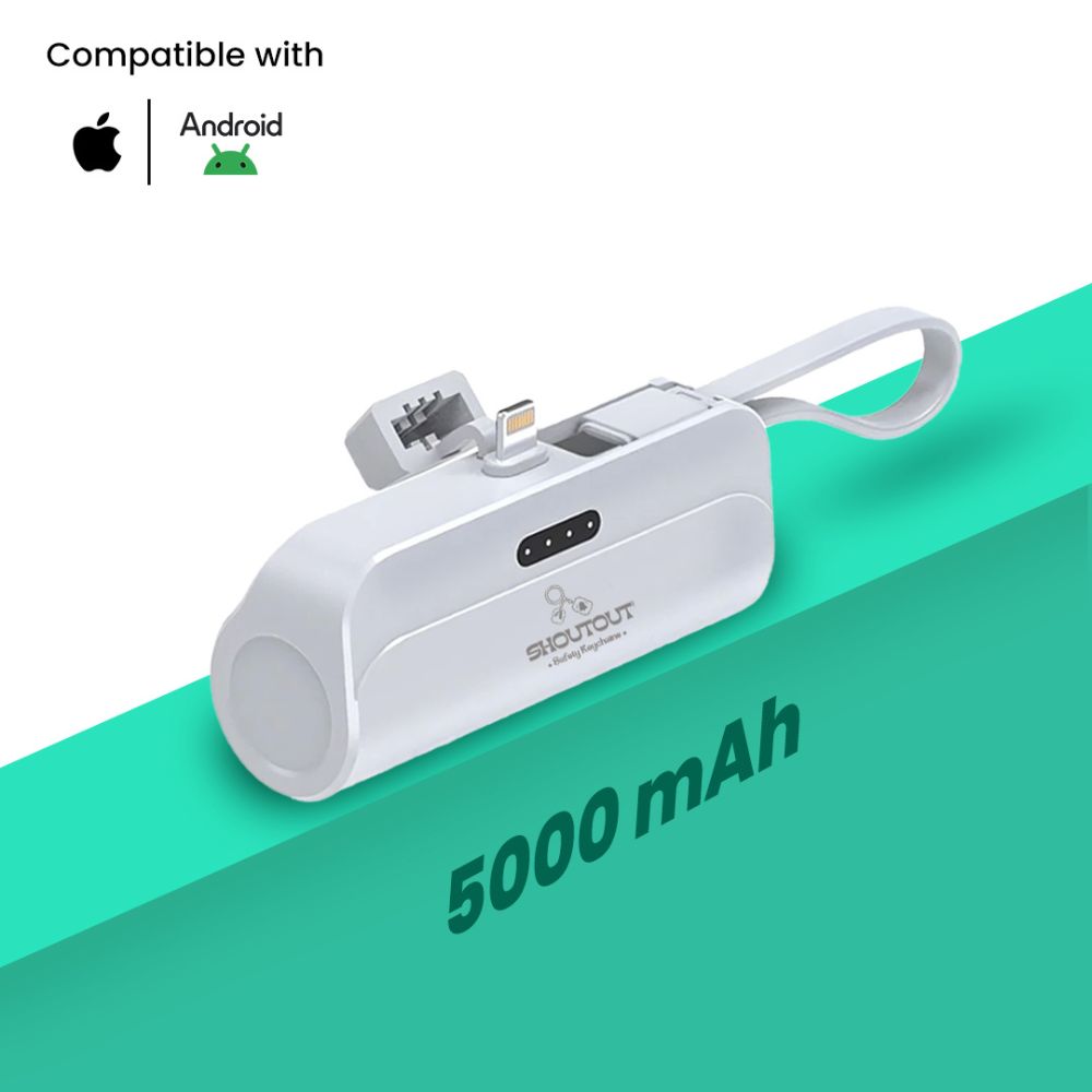 Mini Portable 5000mAh Power Bank - White