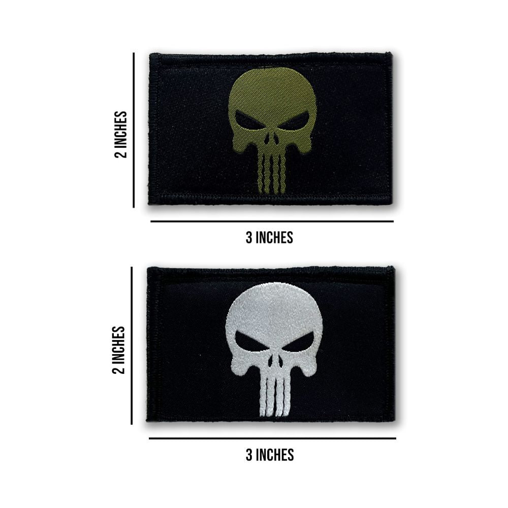 Tactical Velcro Punisher Patches - Set of 2 Embroidered Skull Design