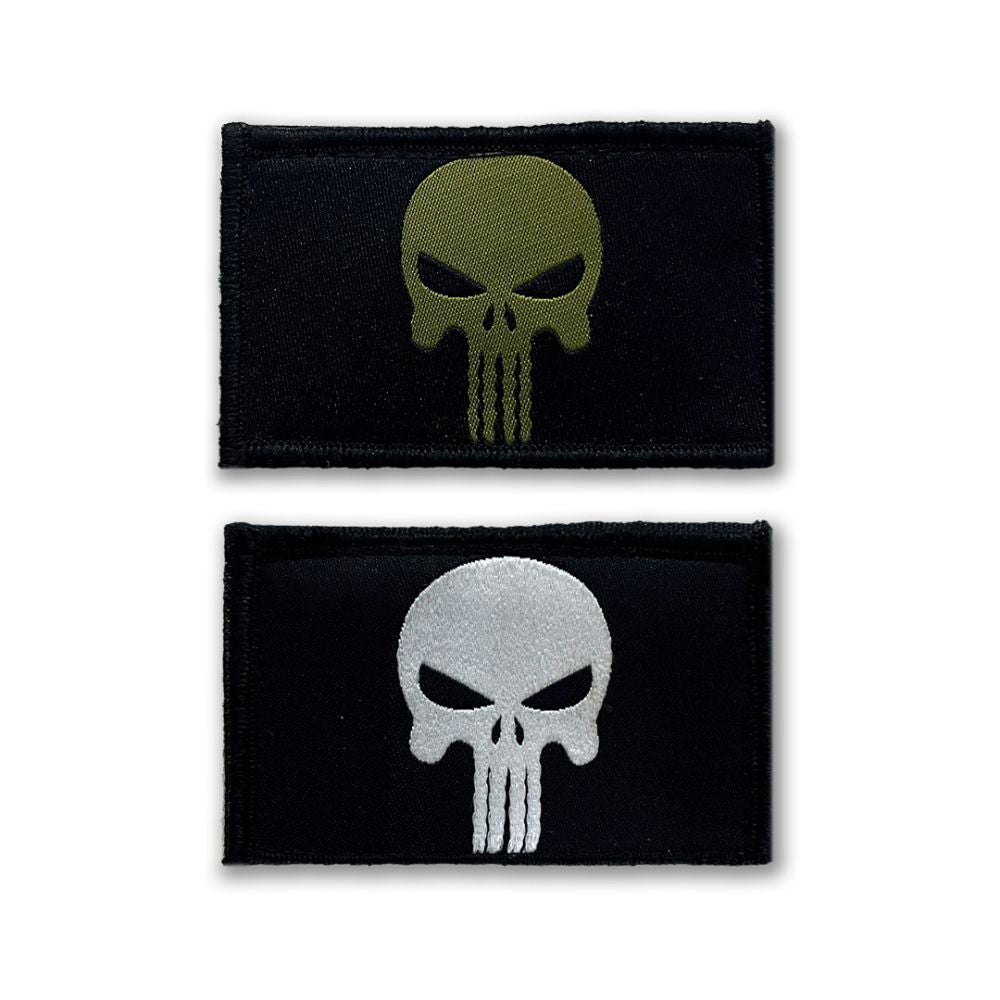 Tactical Velcro Punisher Patches - Set of 2 Embroidered Skull Design