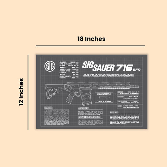 SIG Sauer 716 Blueprint Poster | Tactical Rifle Wall Art | DeltaTac