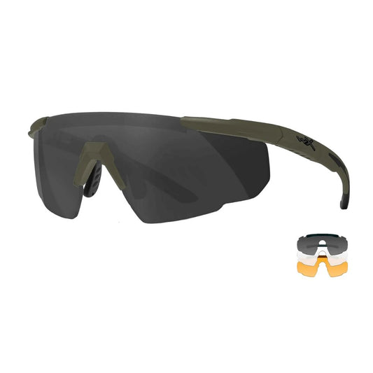 Saber Advanced Sunglasses - Matte OD Green Frame with Smoke Grey / Clear / Light Rust Shields