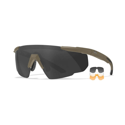 Saber Advanced Sunglasses - Matte Tan Frame with Smoke Grey / Clear / Light Rust Shields