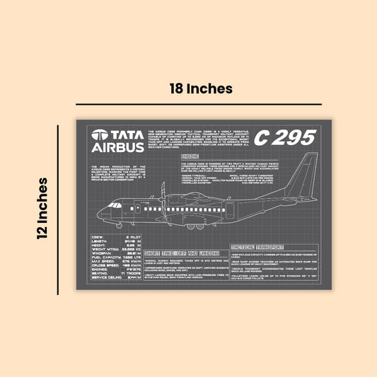 TATA Airbus C295 Blueprint Poster – Aviation Tactical Wall Art