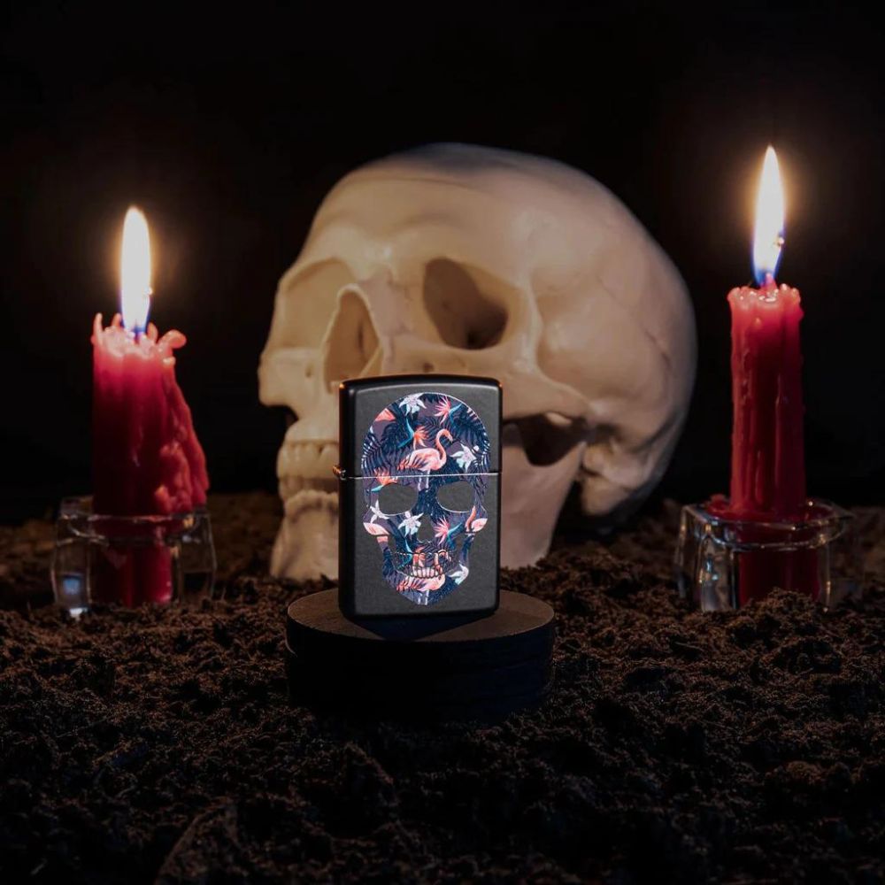 Zippo Flamingo Skull Design Lighter