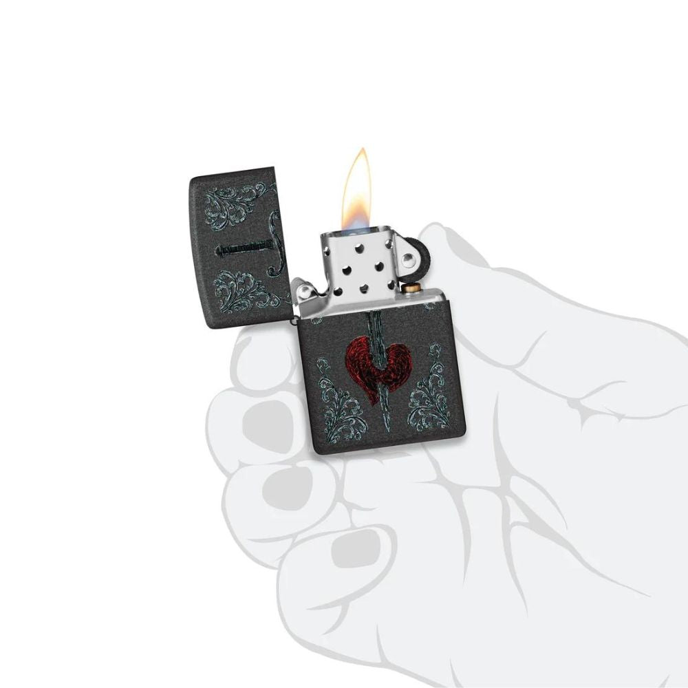 Zippo Heart Dagger Tattoo Design Lighter