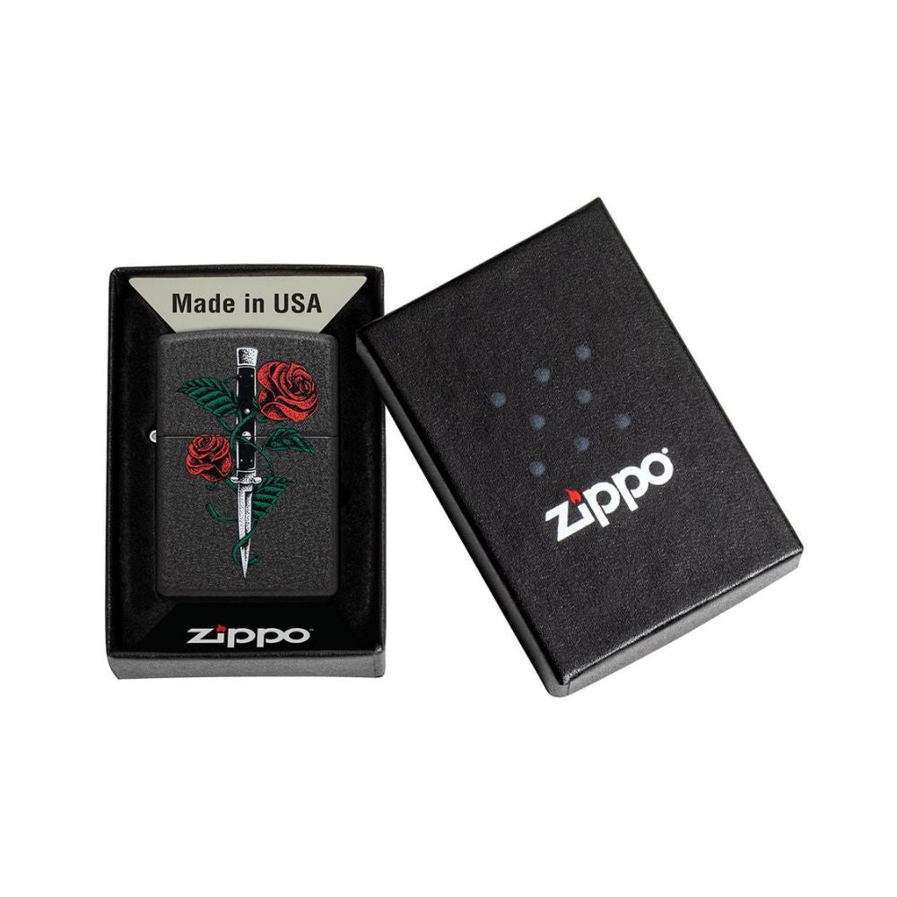Zippo Rose Dagger Tattoo Design Lighter