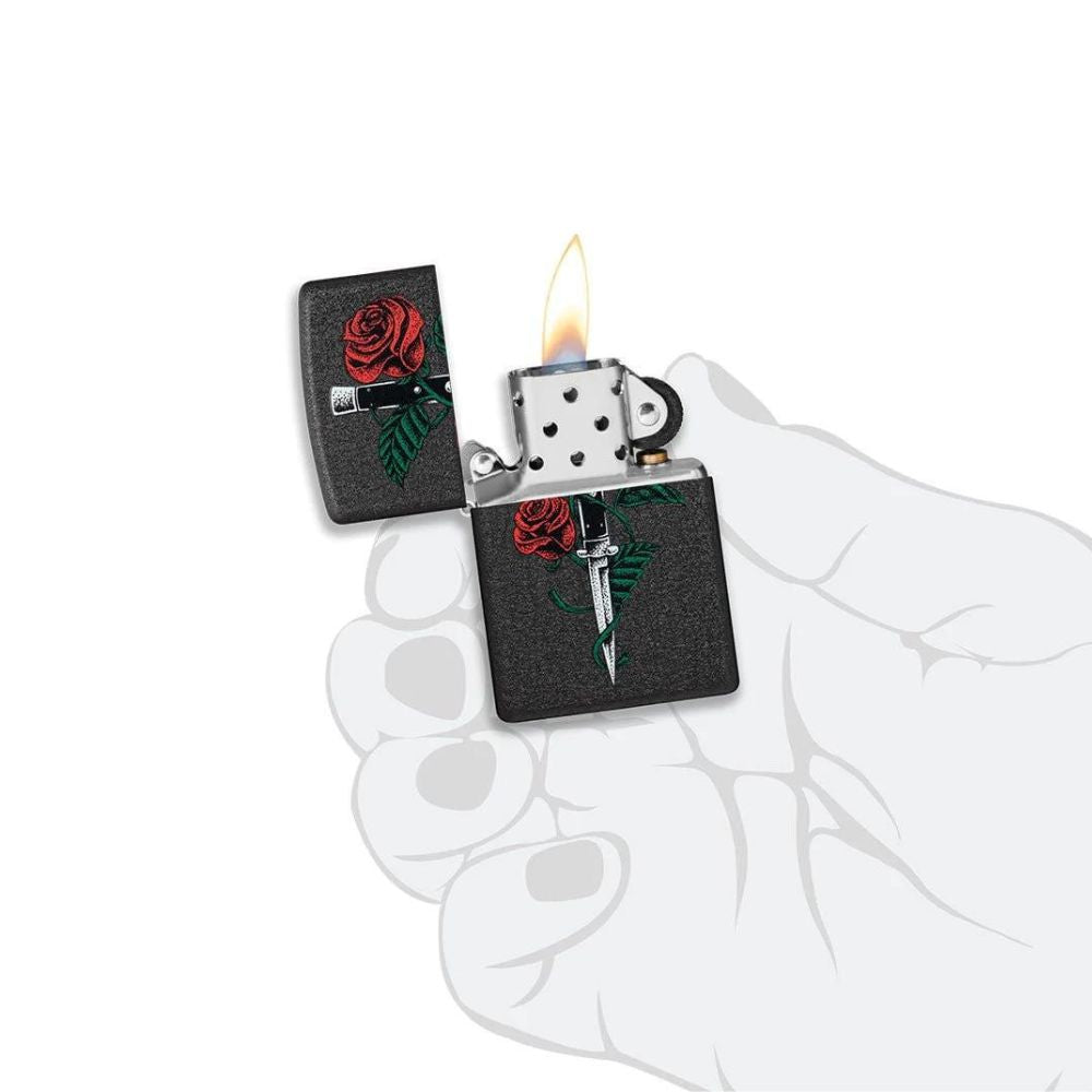 Zippo Rose Dagger Tattoo Design Lighter