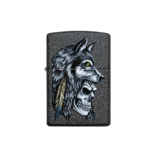 Zippo Wolf Skull Feather Design Lighter