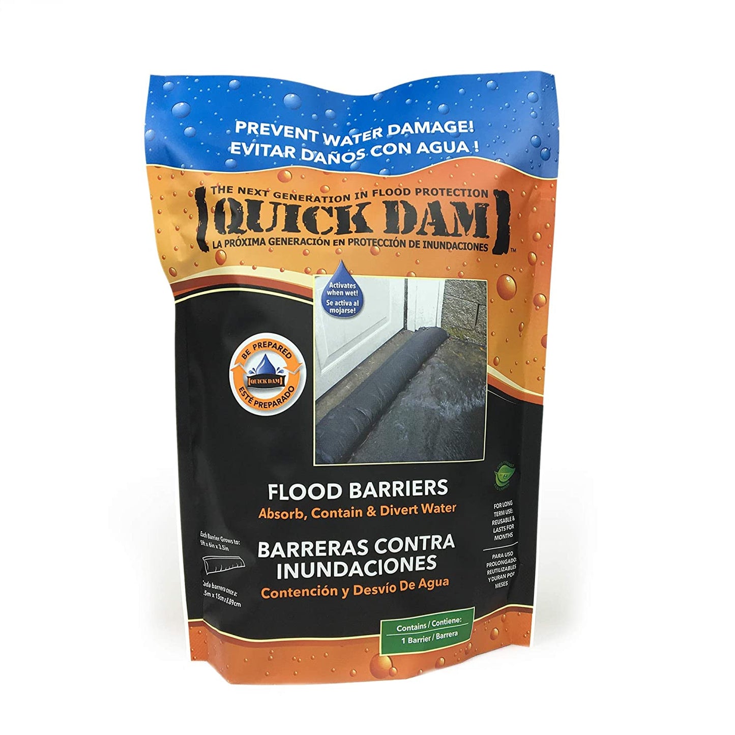 Quick Dam Water Activated Flood Barrier 5 feet