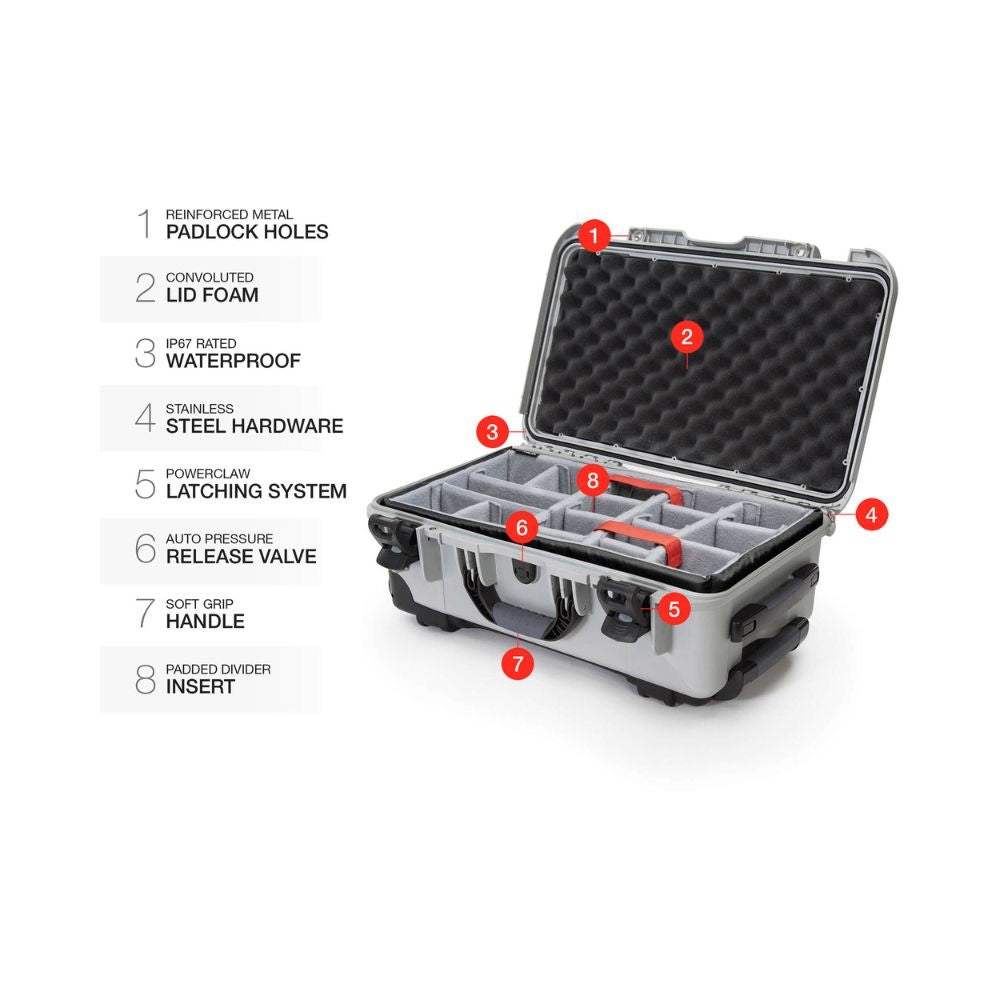 NANUK 935 Protective Hard Case Silver with Padded Dividers