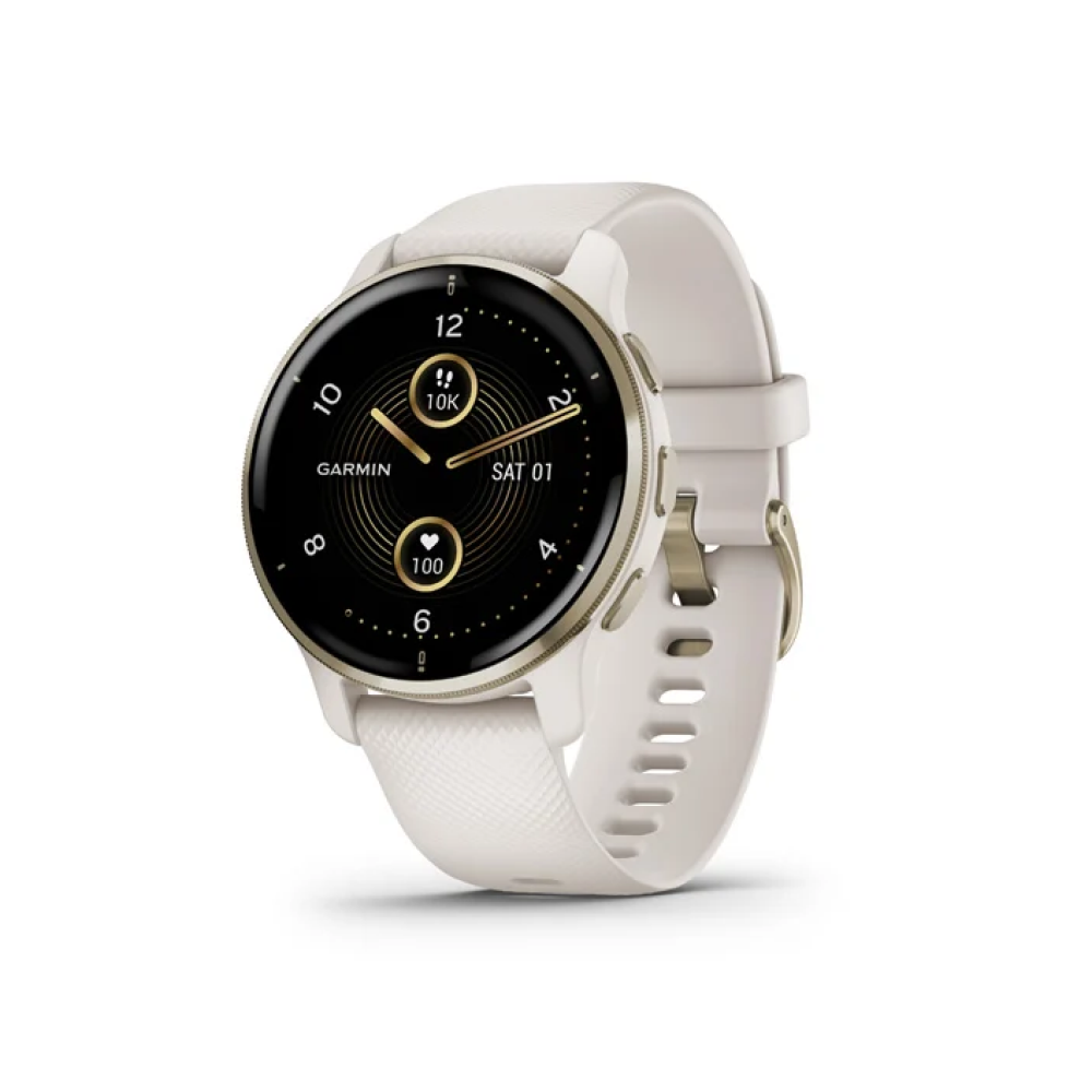 Venu® 2 Plus: Cream Gold Stainless Steel Bezel With Ivory Case And Silicone  Band