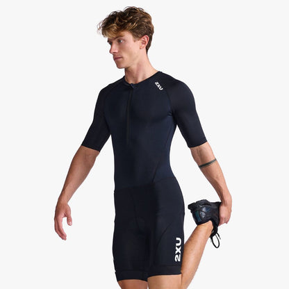2XU Core Sleeved Trisuit - Black/White