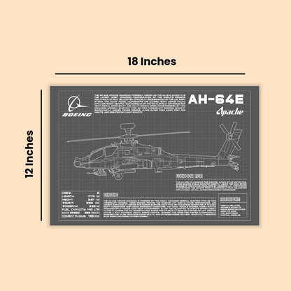 AH-64E Apache- Boeing Blueprint Poster – Aviation Tactical Wall Art