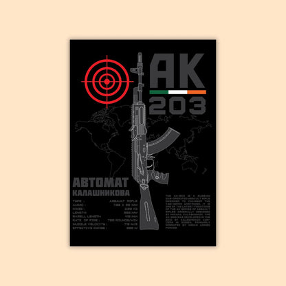 AK-203 Black Ops Poster | Modern Infantry Rifle Design