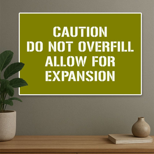 Caution: Do Not Overfill – Allow for Expansion | Military Safety Warning Poster