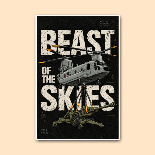 Beast of The Skies-Chinook Poster | Indian Air Force Helicopter Wall Art | Military Aviation Poster | DeltaTac (Copy)