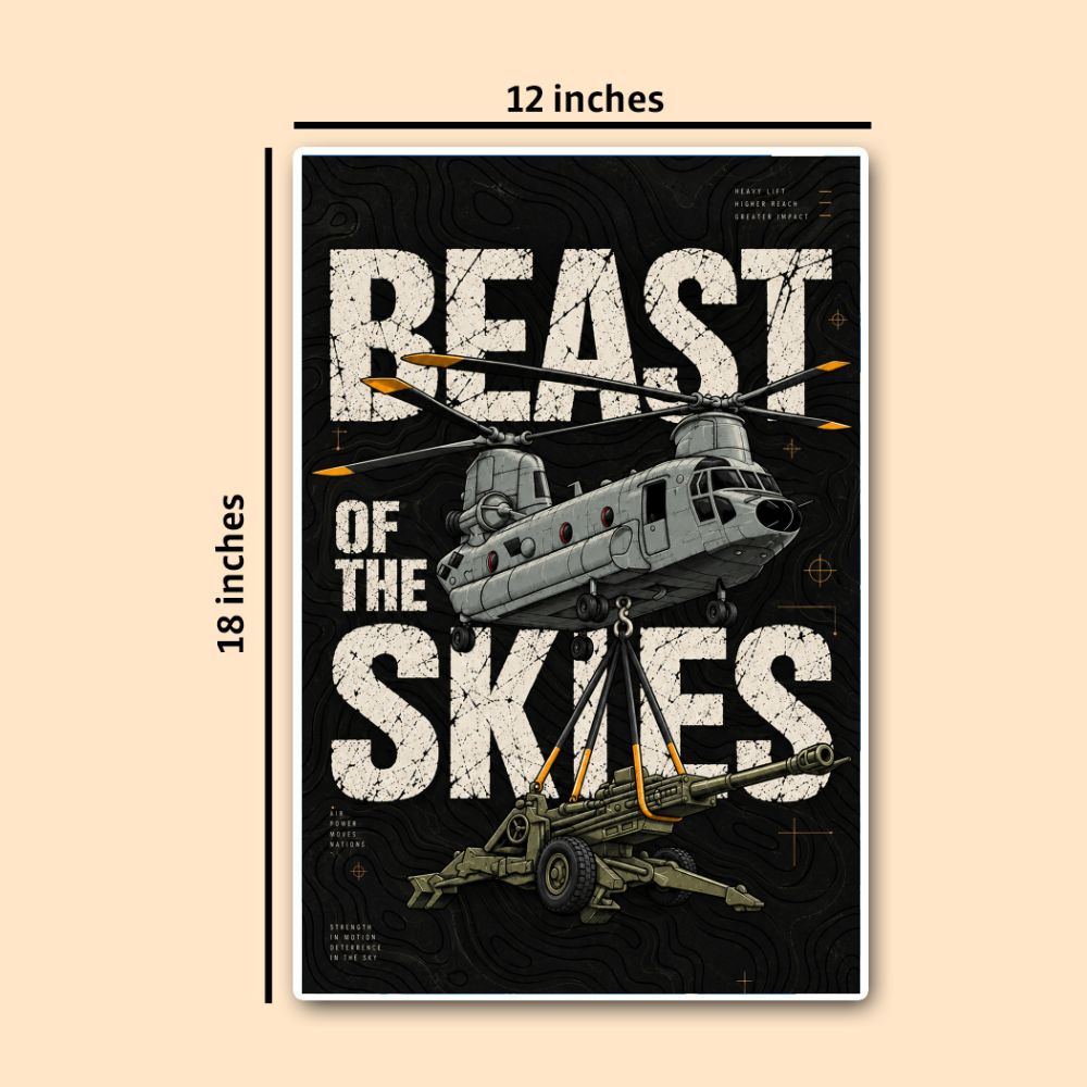 Beast of The Skies-Chinook Poster | Indian Air Force Helicopter Wall Art | Military Aviation Poster | DeltaTac (Copy)