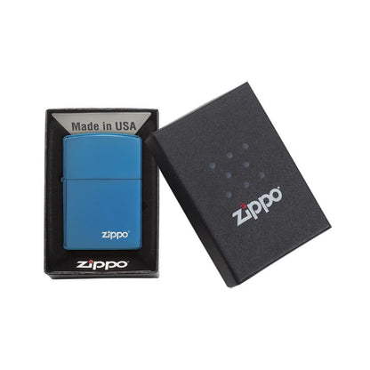 Classic High Polish Blue Zippo Logo Lighter