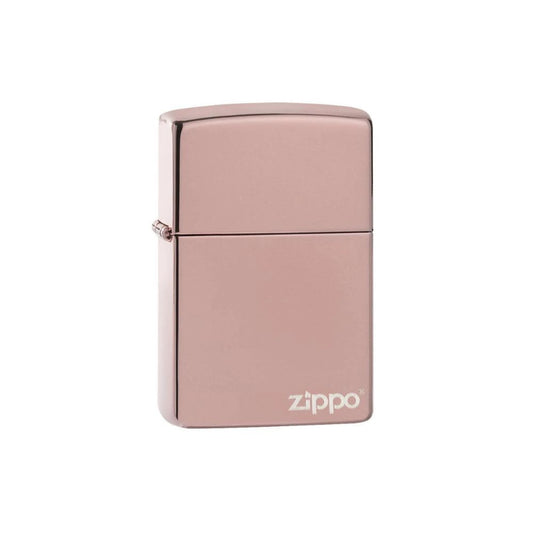 Classic High Polish Rose Gold Zippo Logo Lighter