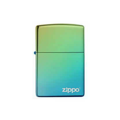 Classic High Polish Teal Zippo Logo Lighter