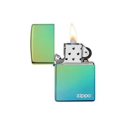 Classic High Polish Teal Zippo Logo Lighter