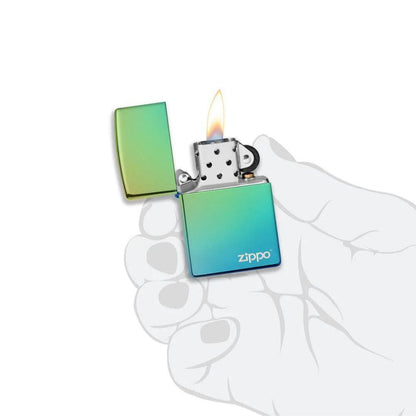 Classic High Polish Teal Zippo Logo Lighter