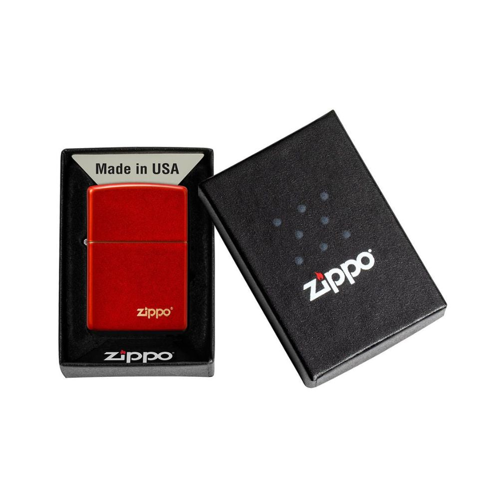 Classic Metallic Red Zippo Logo Lighter