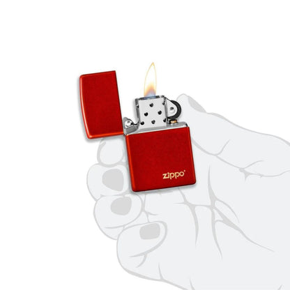 Classic Metallic Red Zippo Logo Lighter