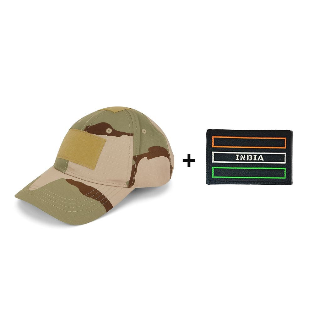 DT Desert Camo Velcro Cap  + Embroidered Tricolor Velcro Patch